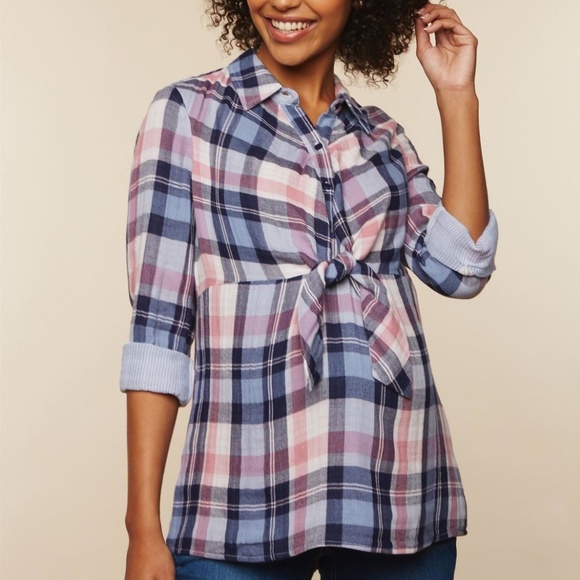 Motherhood Maternity Tops - Motherhood Maternity Plaid Tunic